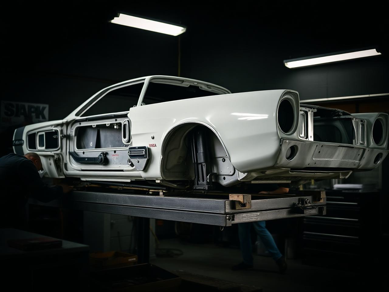 Classic car body in restoration